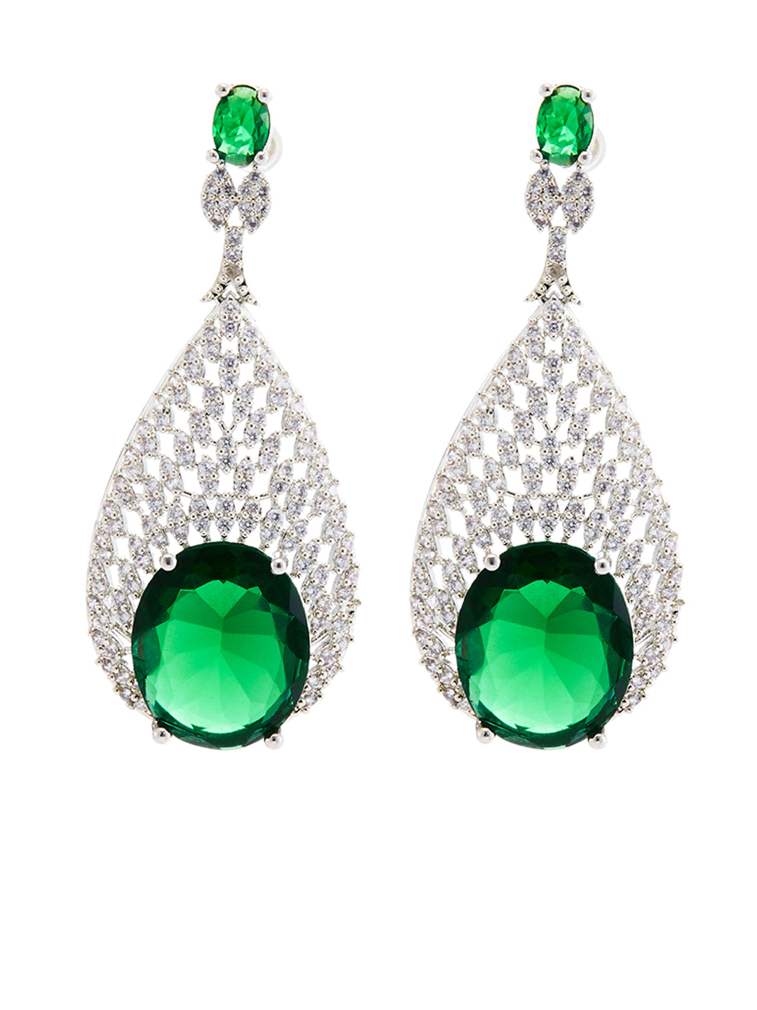 Rhodium-Plated Cubic Zirconia-Studded Bridal Statement Jewellery Set
