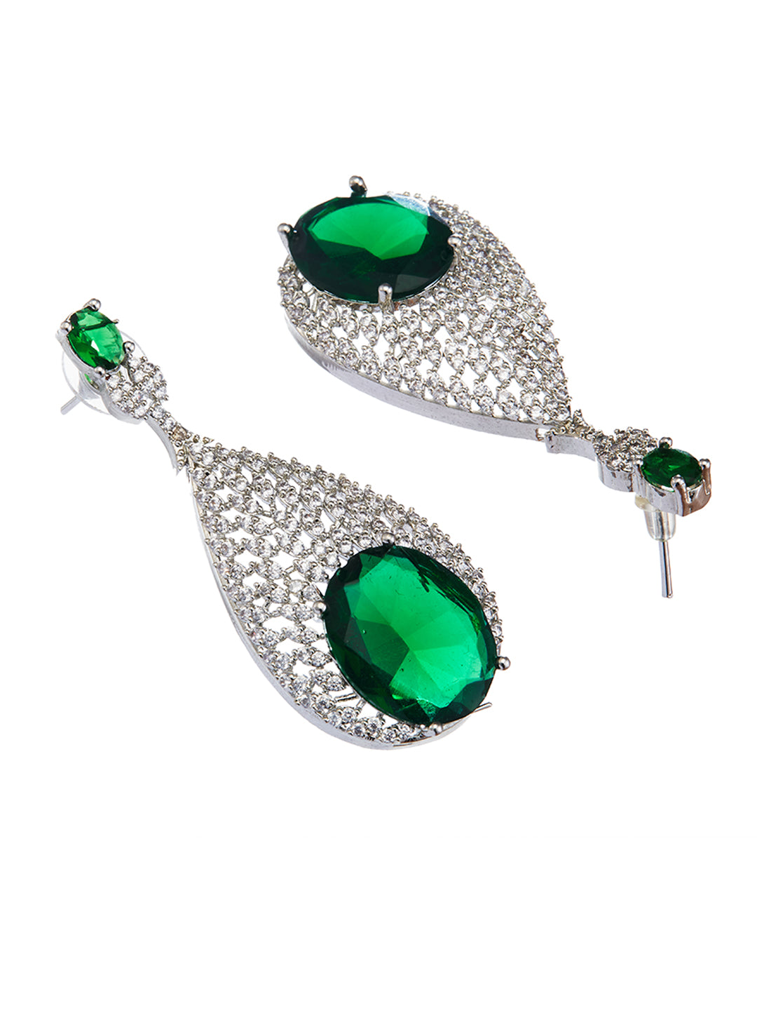 Rhodium-Plated Cubic Zirconia-Studded Bridal Statement Jewellery Set
