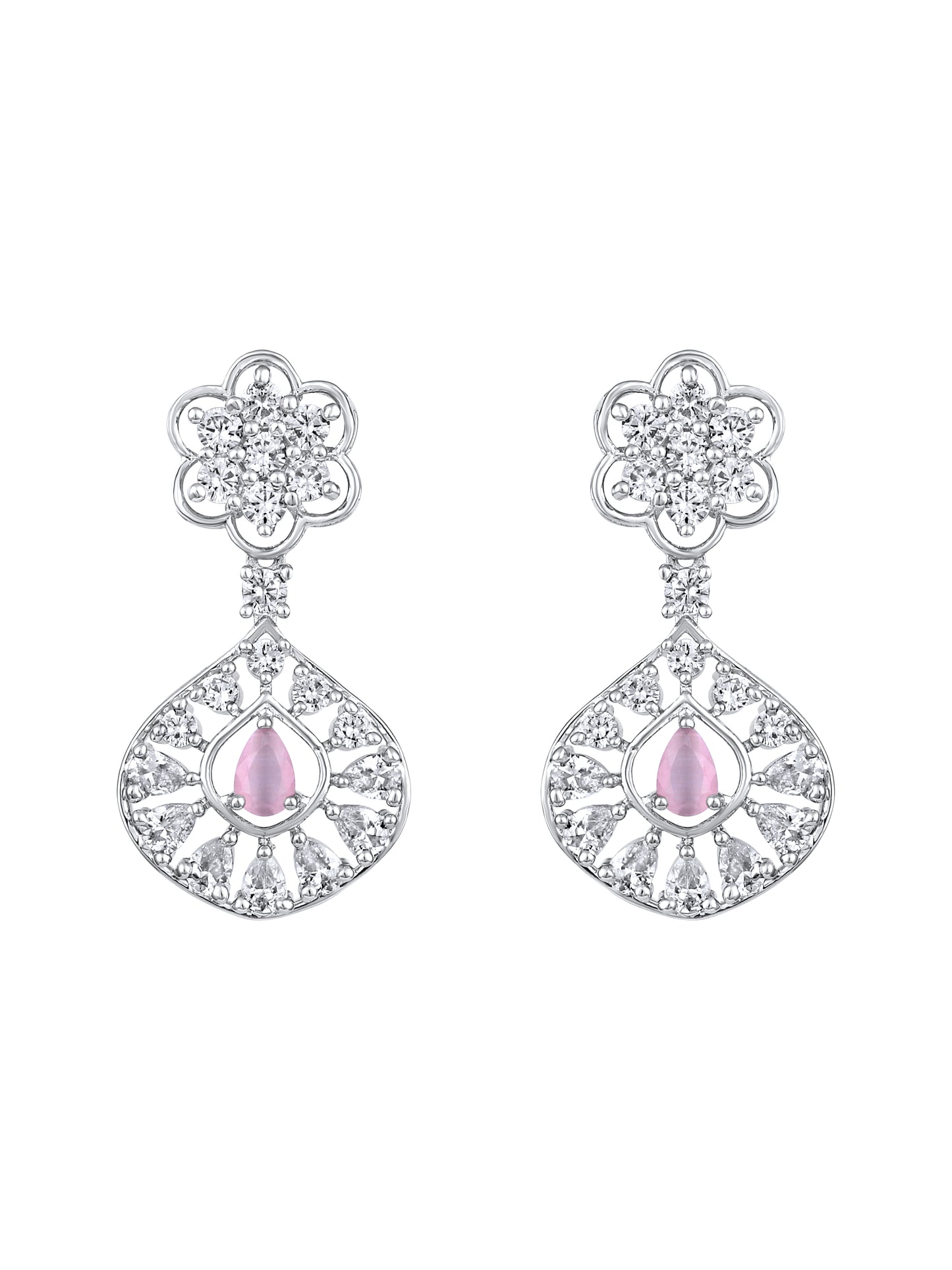 Rhodium-Plated Cubic Zirconia & American Diamond Studded Jewellery Set