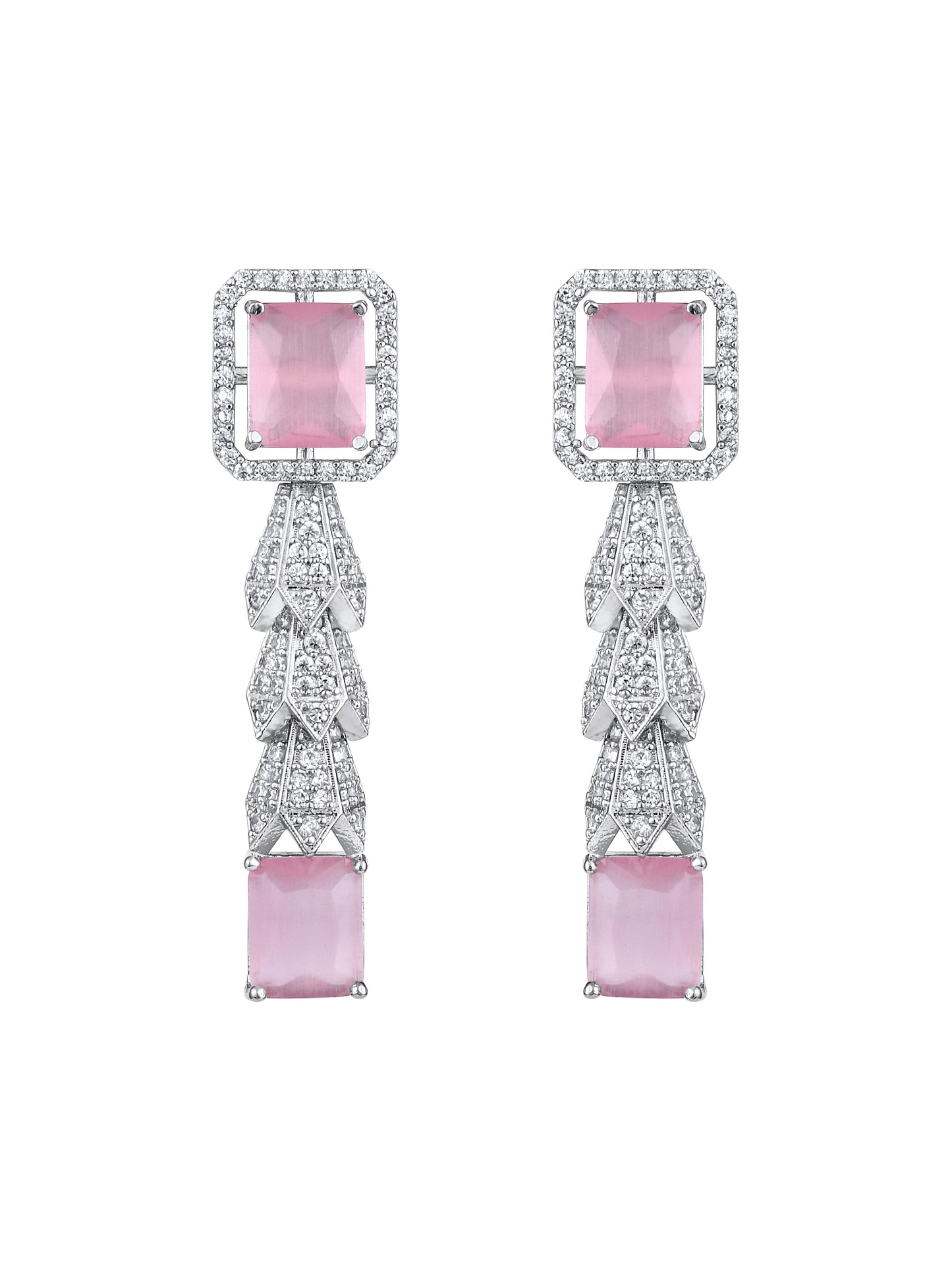 Rhodium-Plated Cubic Zirconia-Studded Statement Choker Jewellery Set