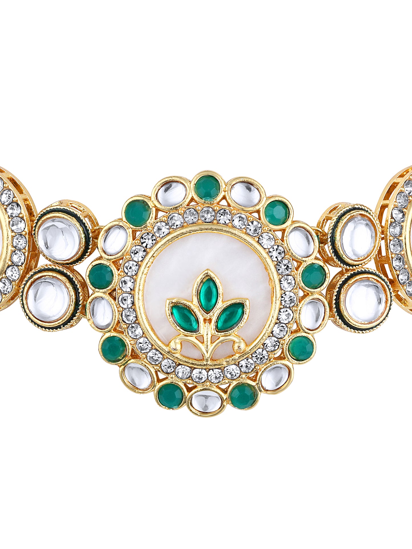 22K Gold-Plated Kundan Studded & Beaded Contemporary Jewellery Set