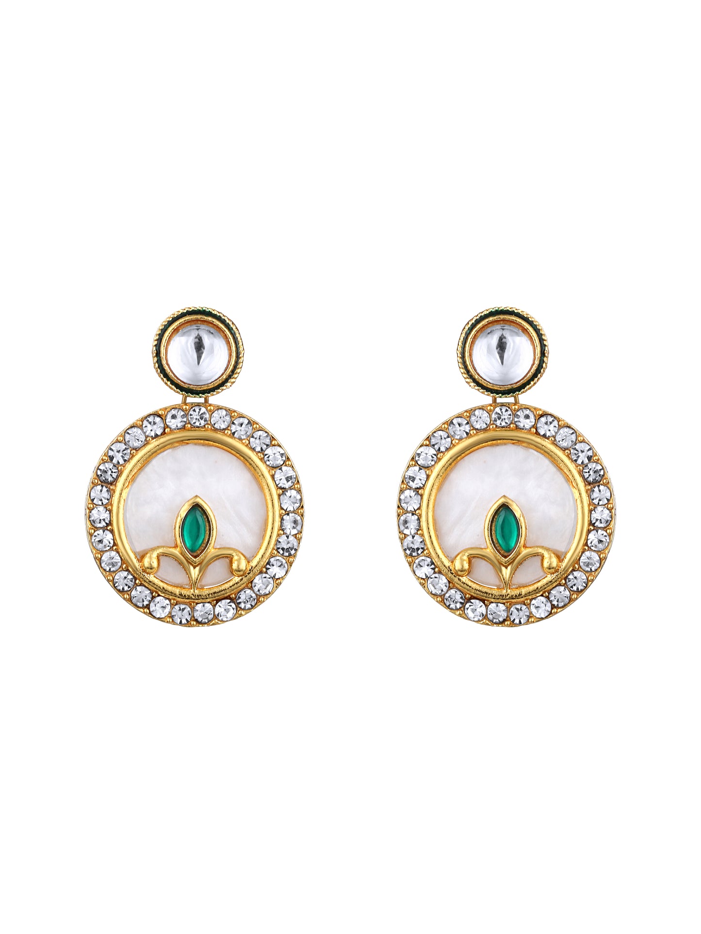 22K Gold-Plated Kundan Studded & Beaded Contemporary Jewellery Set