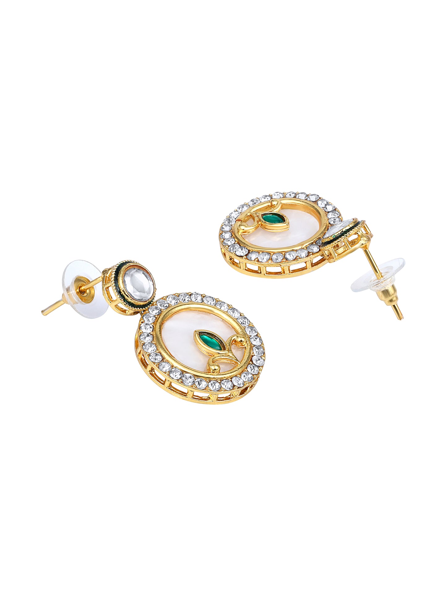 22K Gold-Plated Kundan Studded & Beaded Contemporary Jewellery Set