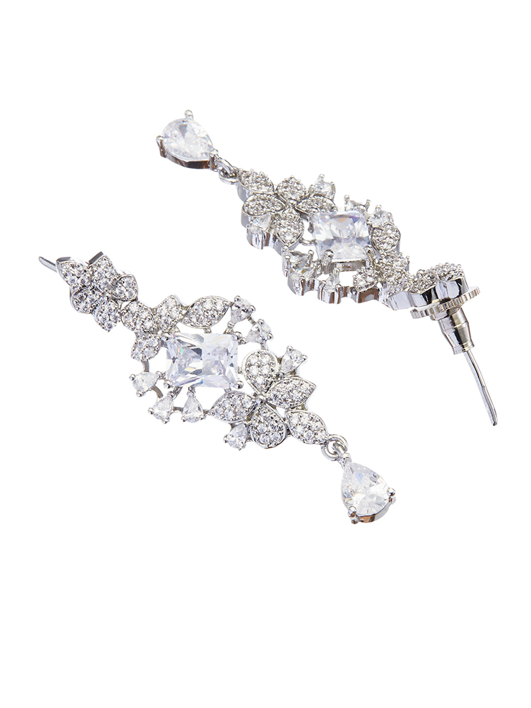 Rhodium-Plated Cubic Zirconia-Studded Statement Jewellery Set
