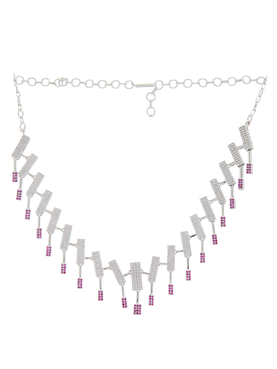 Rhodium-Plated Cubic Zirconia-Studded Statement Jewellery Set