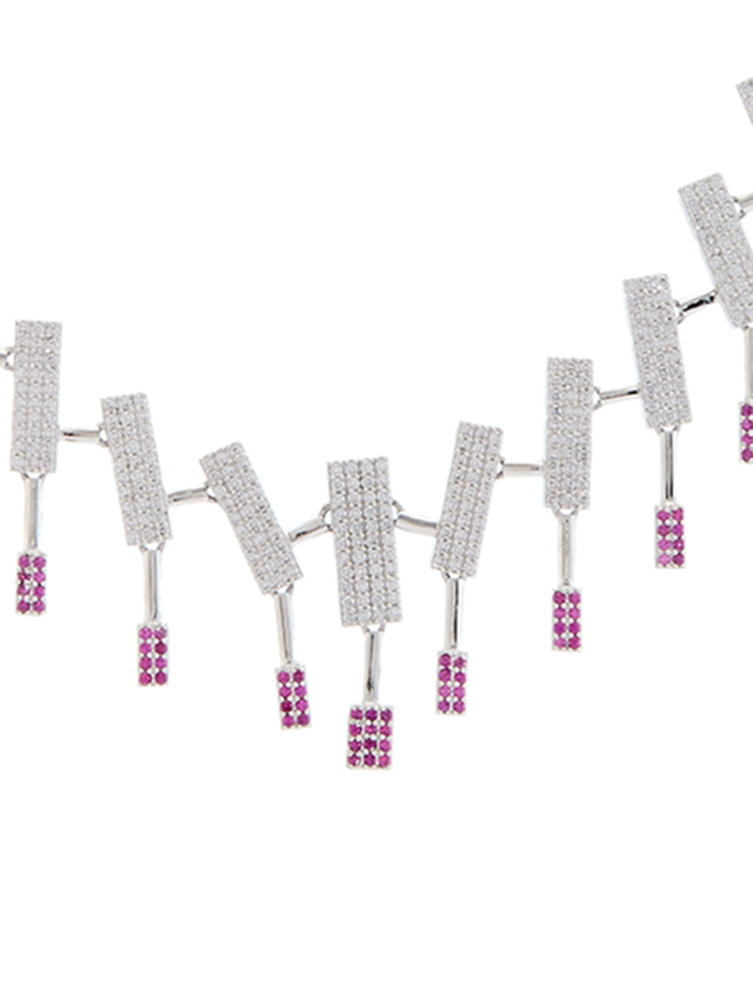 Rhodium-Plated Cubic Zirconia-Studded Statement Jewellery Set