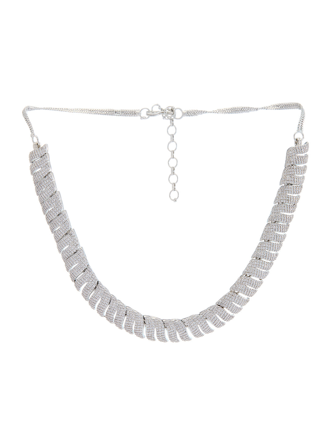 Rhodium-Plated Cubic Zirconia-Studded Statement Jewellery Set