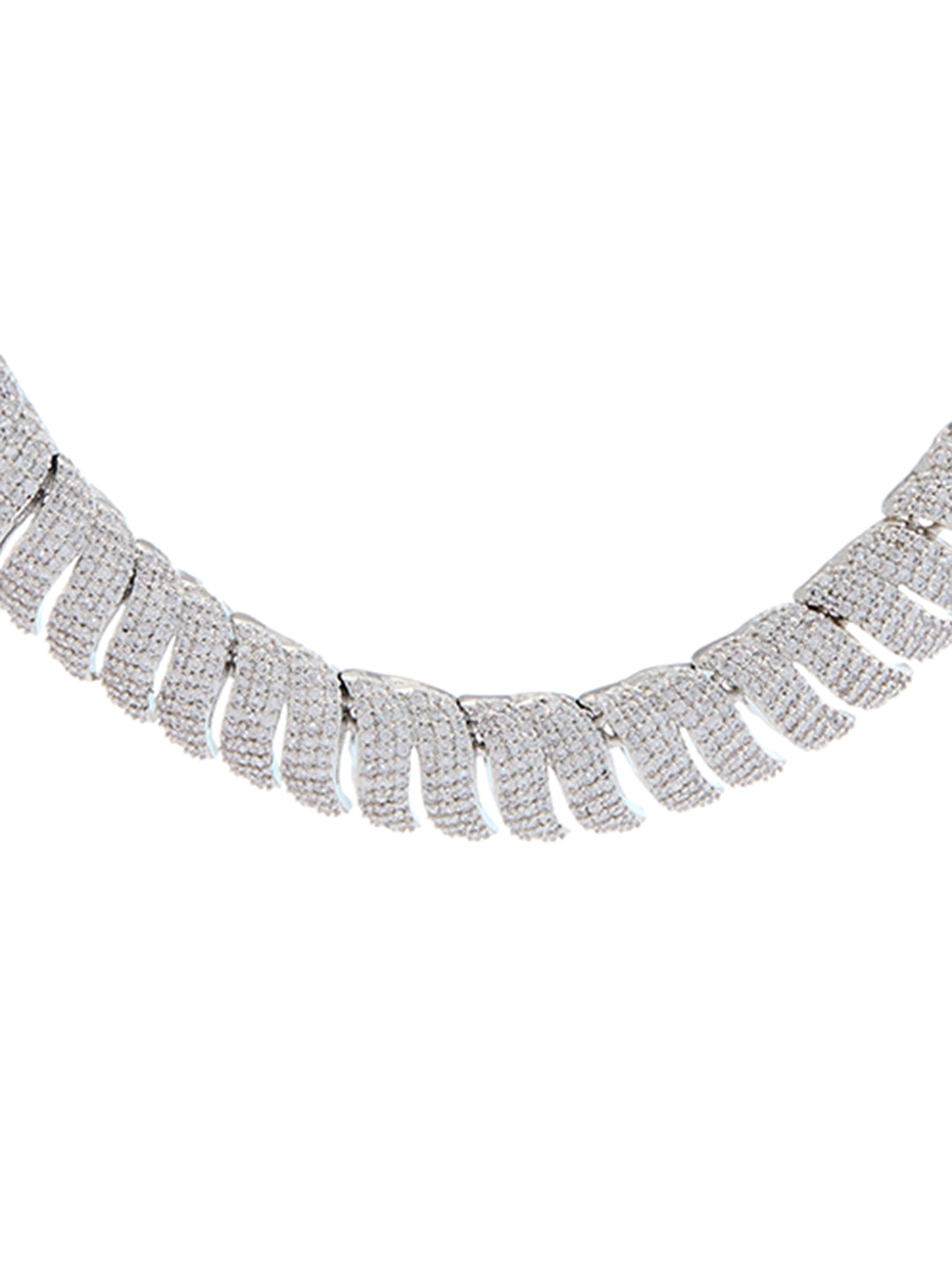 Rhodium-Plated Cubic Zirconia-Studded Statement Jewellery Set