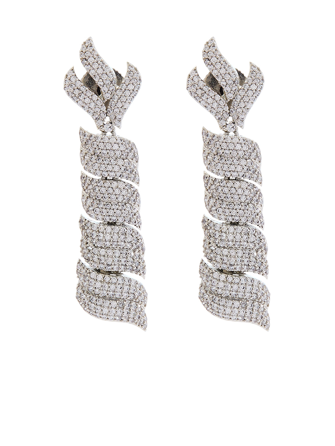 Rhodium-Plated Cubic Zirconia-Studded Statement Jewellery Set