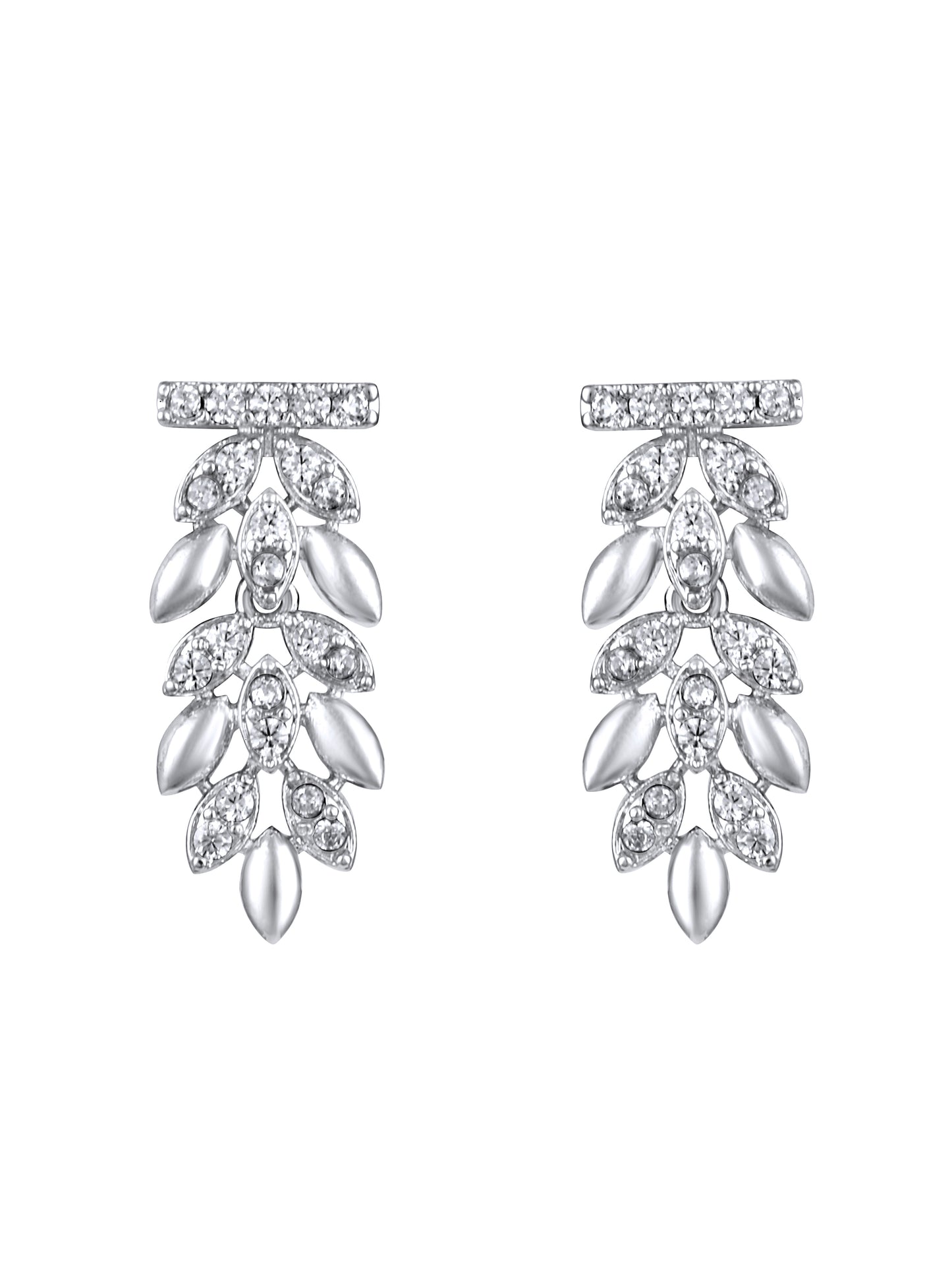 Rhodium-Plated Cubic Zirconia-Studded Floral Choker Jewellery Set