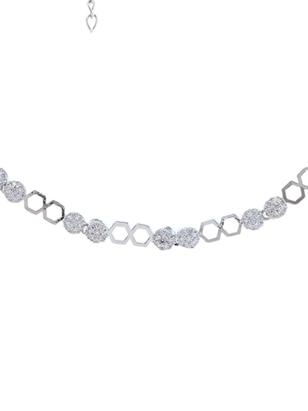 Rhodium-Plated Cubic Zirconia-Studded Delicate Choker Jewellery Set