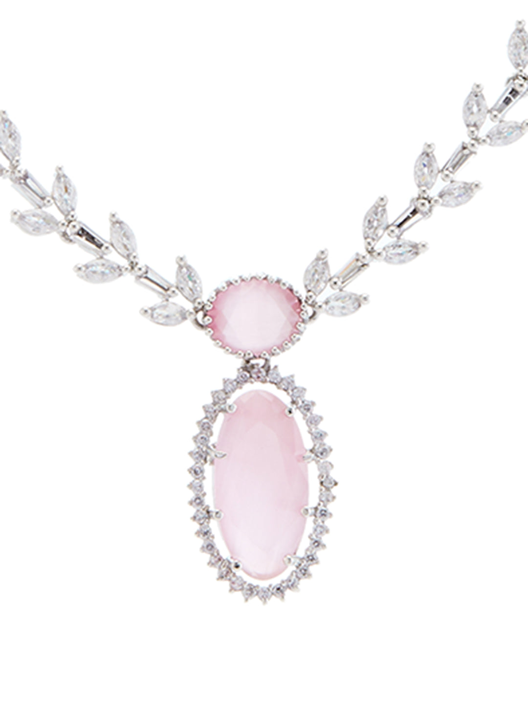 Rhodium-Plated American Diamond Studded Statement Jewellery Set