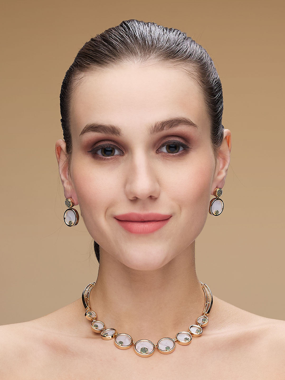 Rose Gold-Plated Pearls Studded Statement Jewellery Set