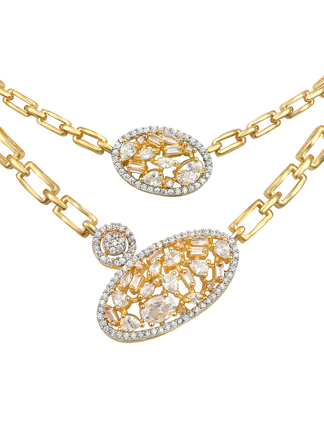 Two Tone CZ Studded Choker Jewellery Set