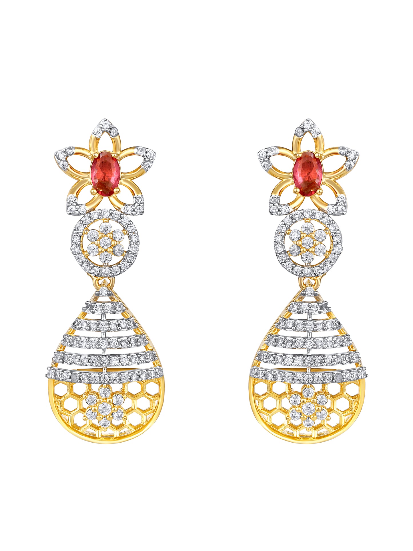 22K Gold-Plated Cubic Zirconia-Studded Jewellery Set