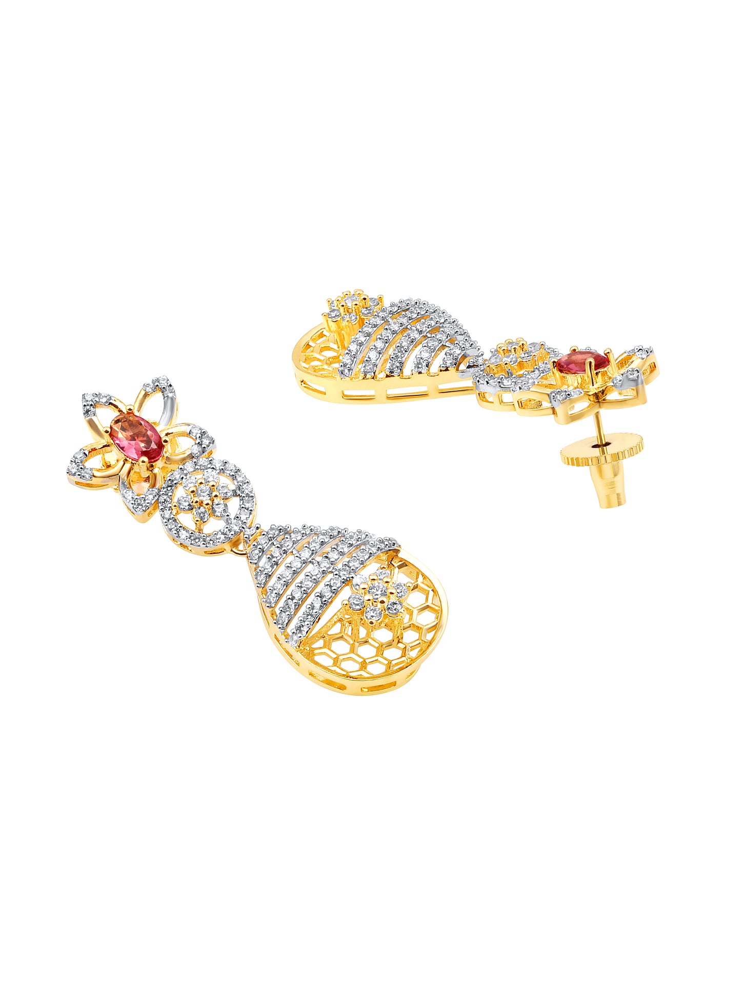 22K Gold-Plated Cubic Zirconia-Studded Jewellery Set