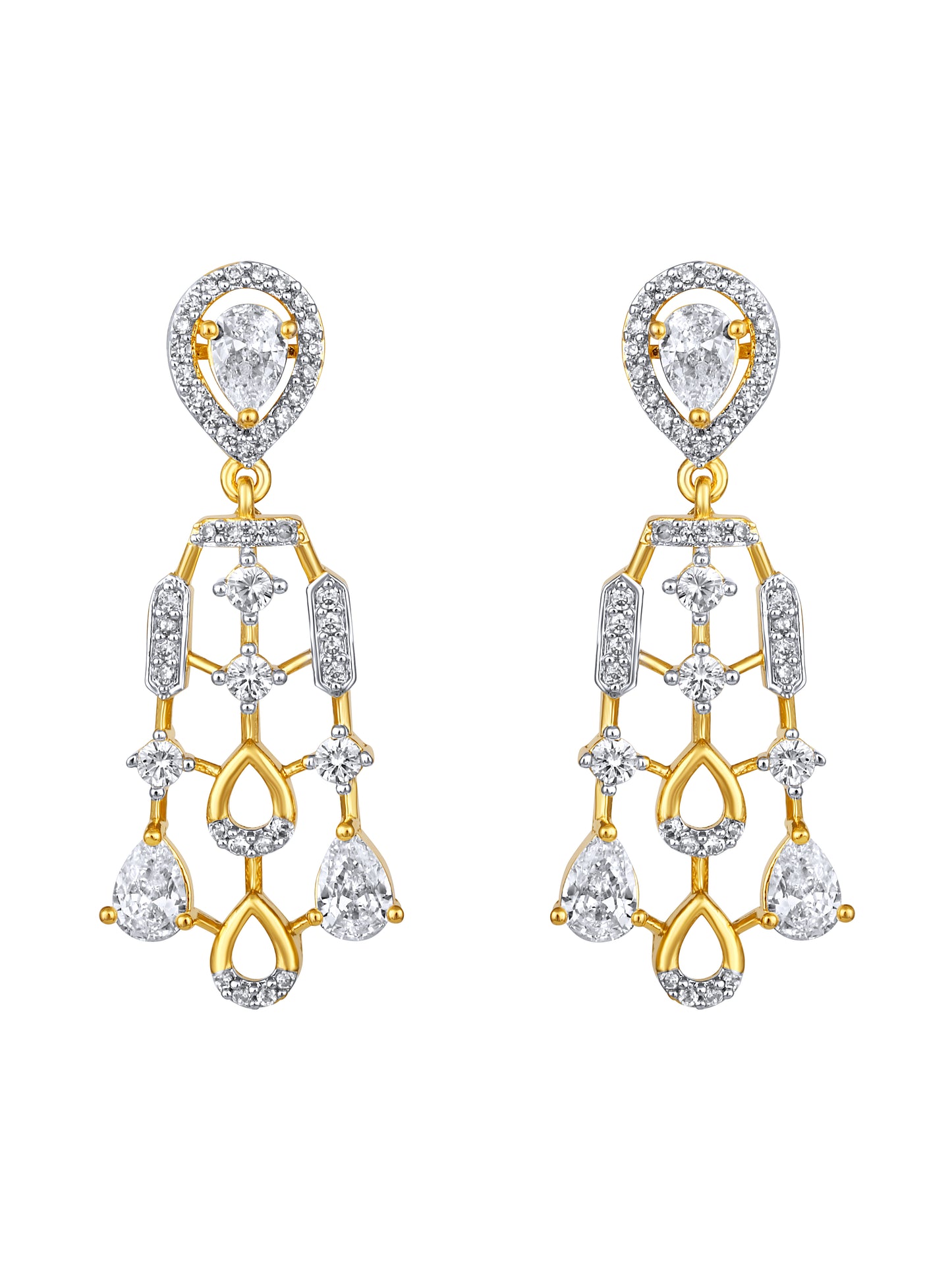 22 KT Gold-Plated Cubic Zirconia-Studded Jewellery Set