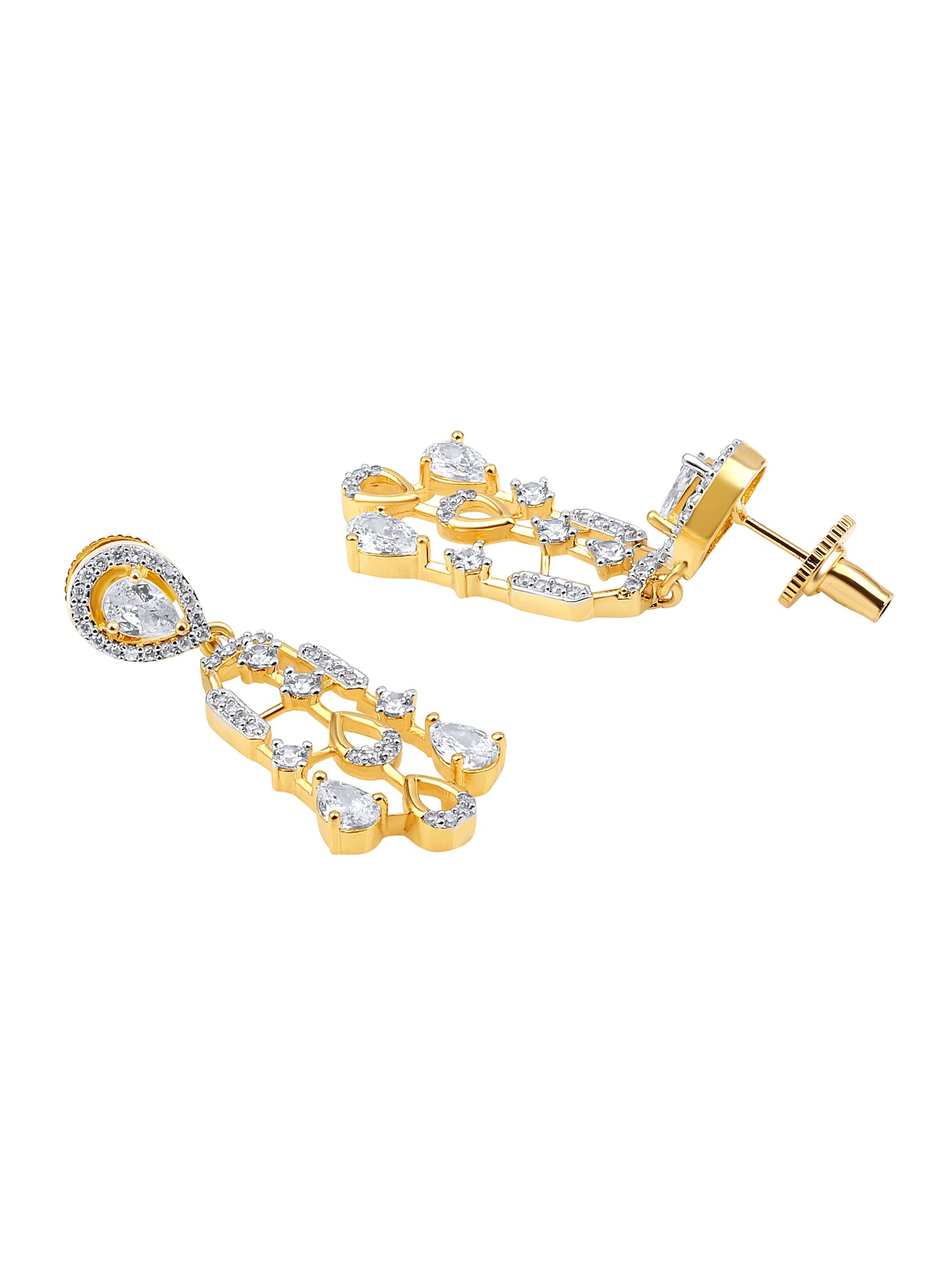 22 KT Gold-Plated Cubic Zirconia-Studded Jewellery Set