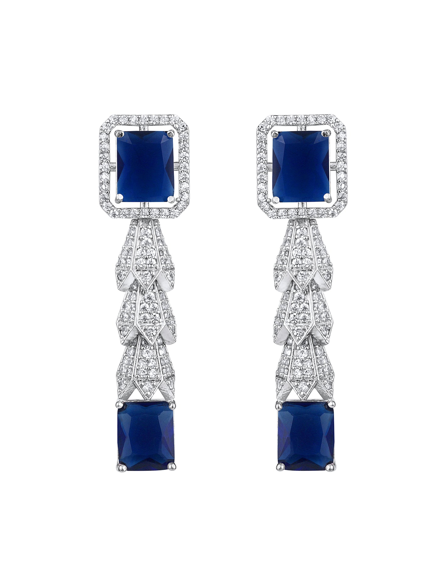 Rhodium-Plated Cubic Zirconia-Studded Statement Choker Jewellery Set