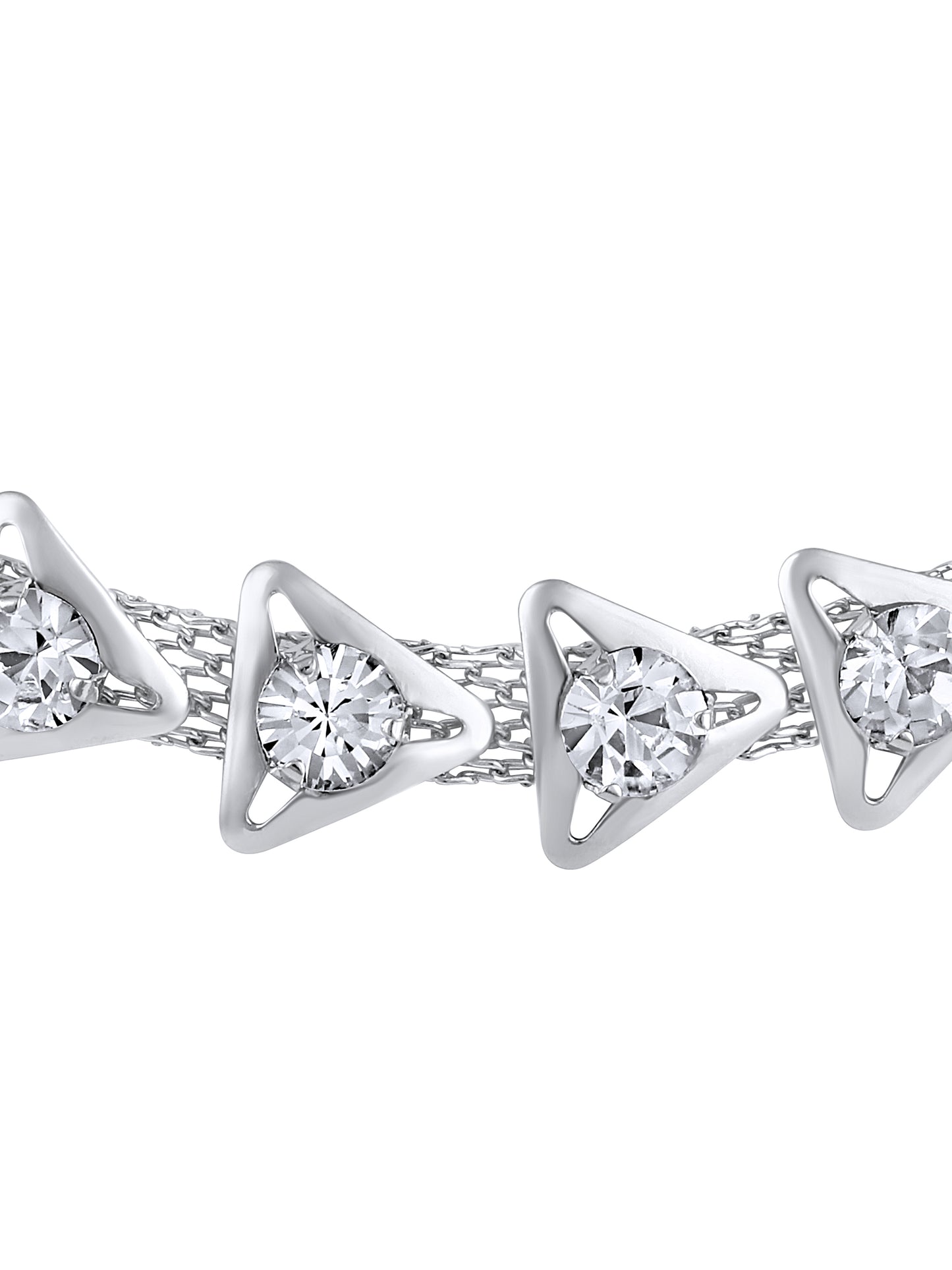 Rhodium-Plated American Diamond Studded Necklace and Earrings
