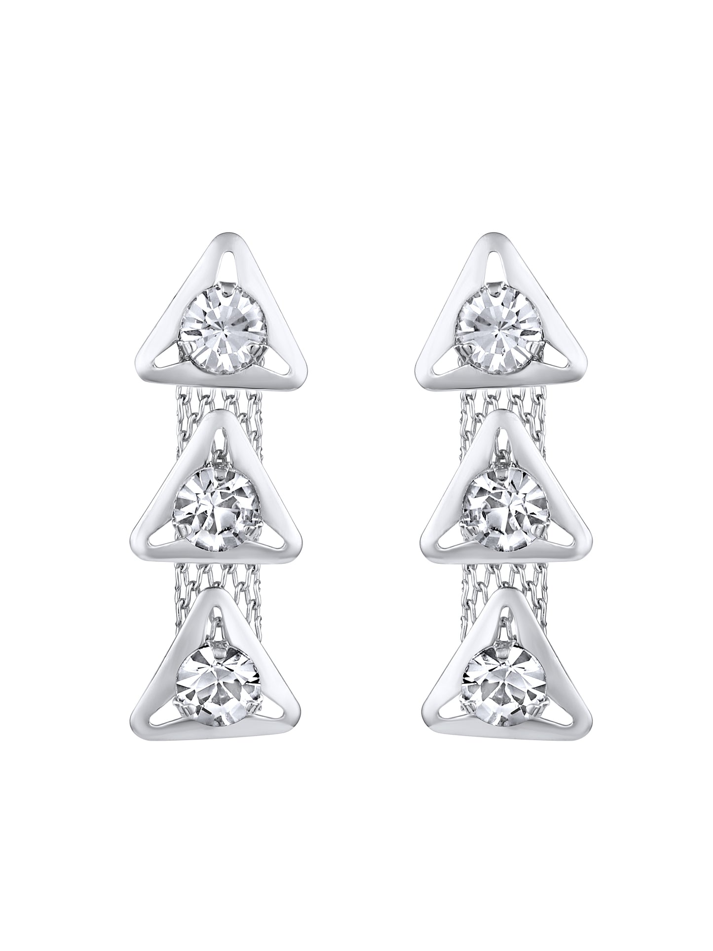 Rhodium-Plated American Diamond Studded Necklace and Earrings
