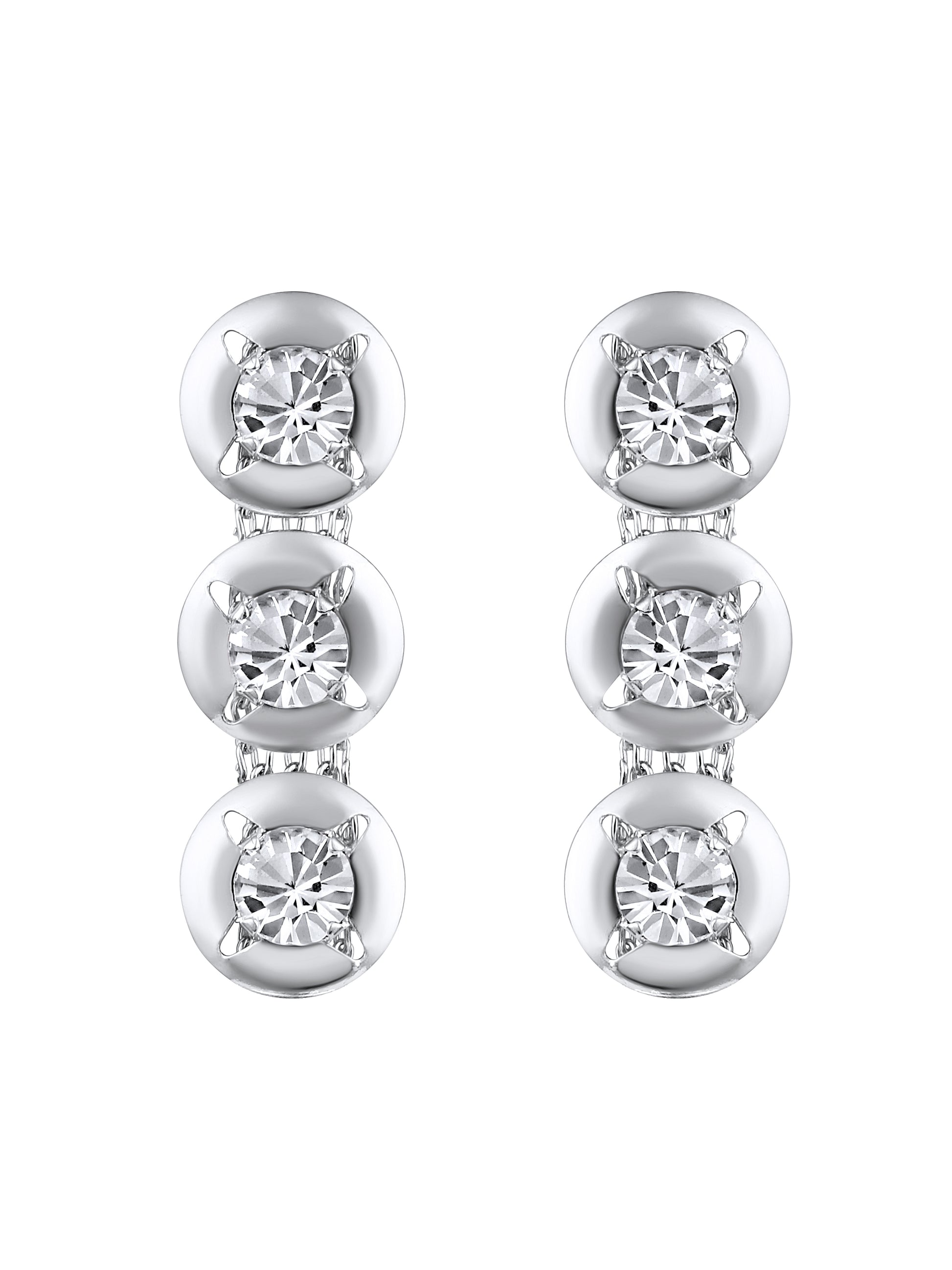 Rhodium-Plated American Diamond Necklace Set with Matching Studded Earrings – Elegant Occasion Wear by Asmitta