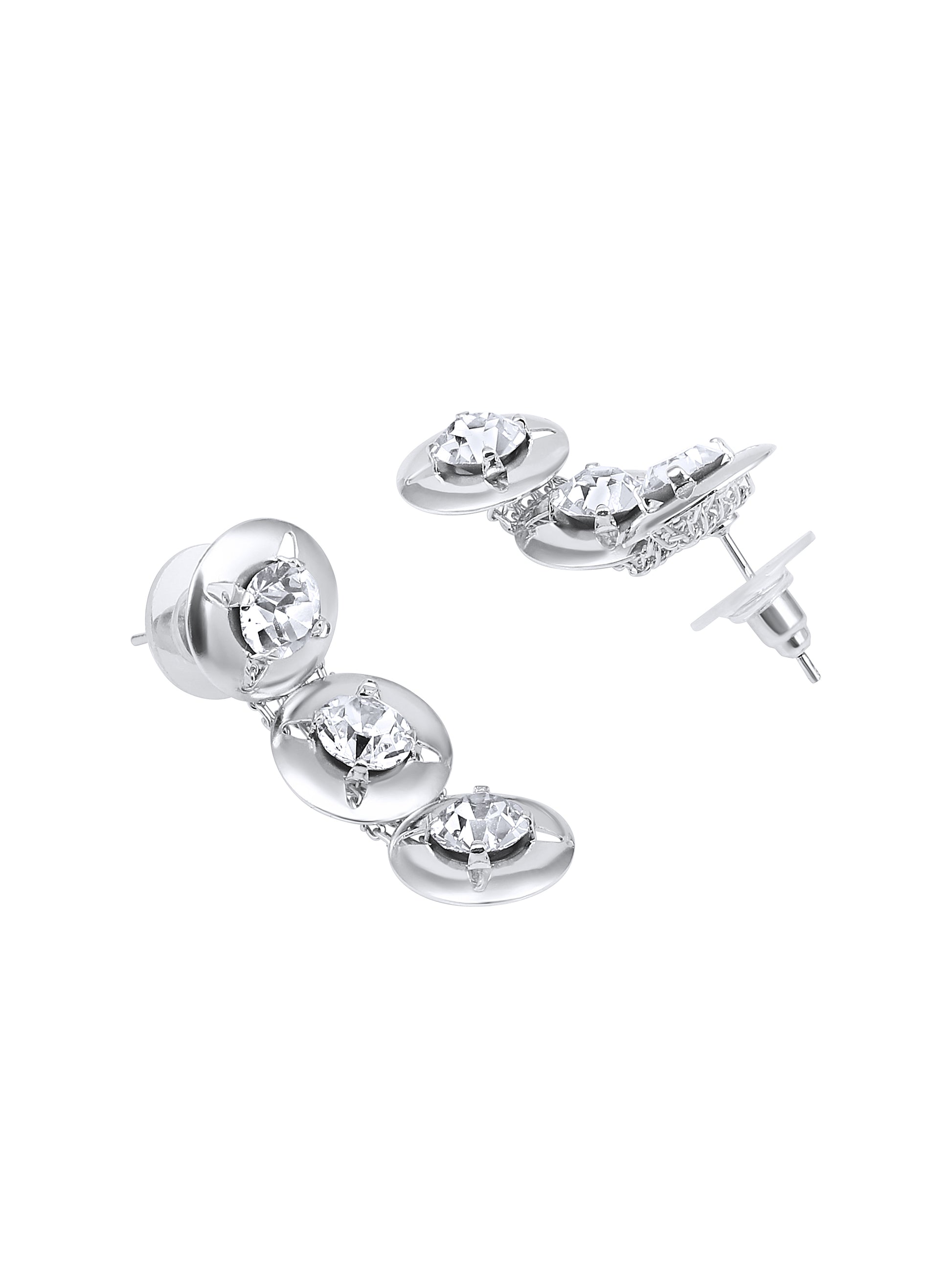 Rhodium-Plated American Diamond Necklace Set with Matching Studded Earrings – Elegant Occasion Wear by Asmitta