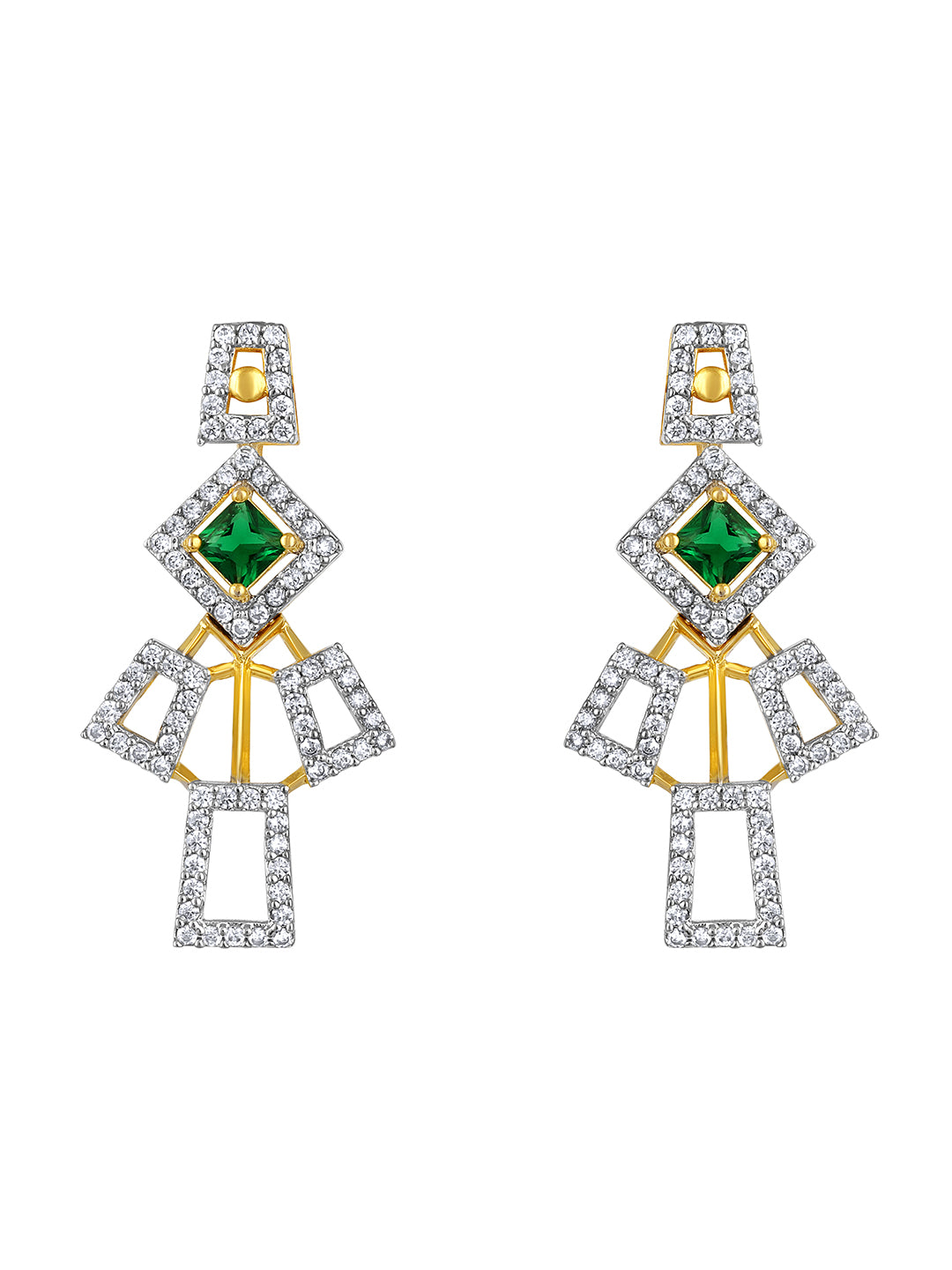 Two Tone CZ Studded Emerald Choker Necklace Set with Designer Drop Earrings – Ethnic Jewellery by Asmitta