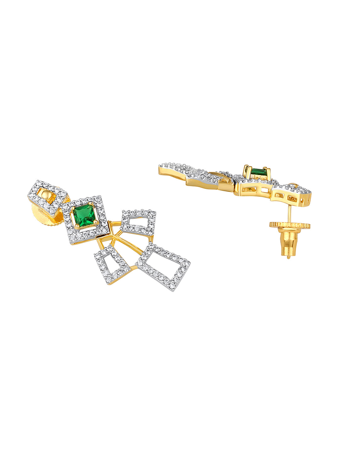 Two Tone CZ Studded Emerald Choker Necklace Set with Designer Drop Earrings – Ethnic Jewellery by Asmitta