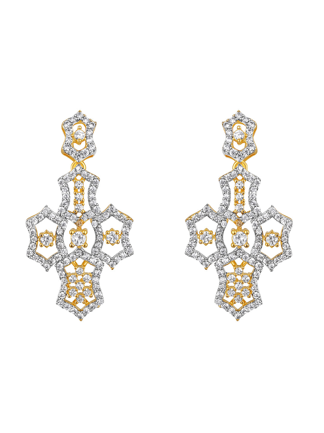 Two Tone CZ Studded Diamond Choker Set with Matching Earrings – Asmitta