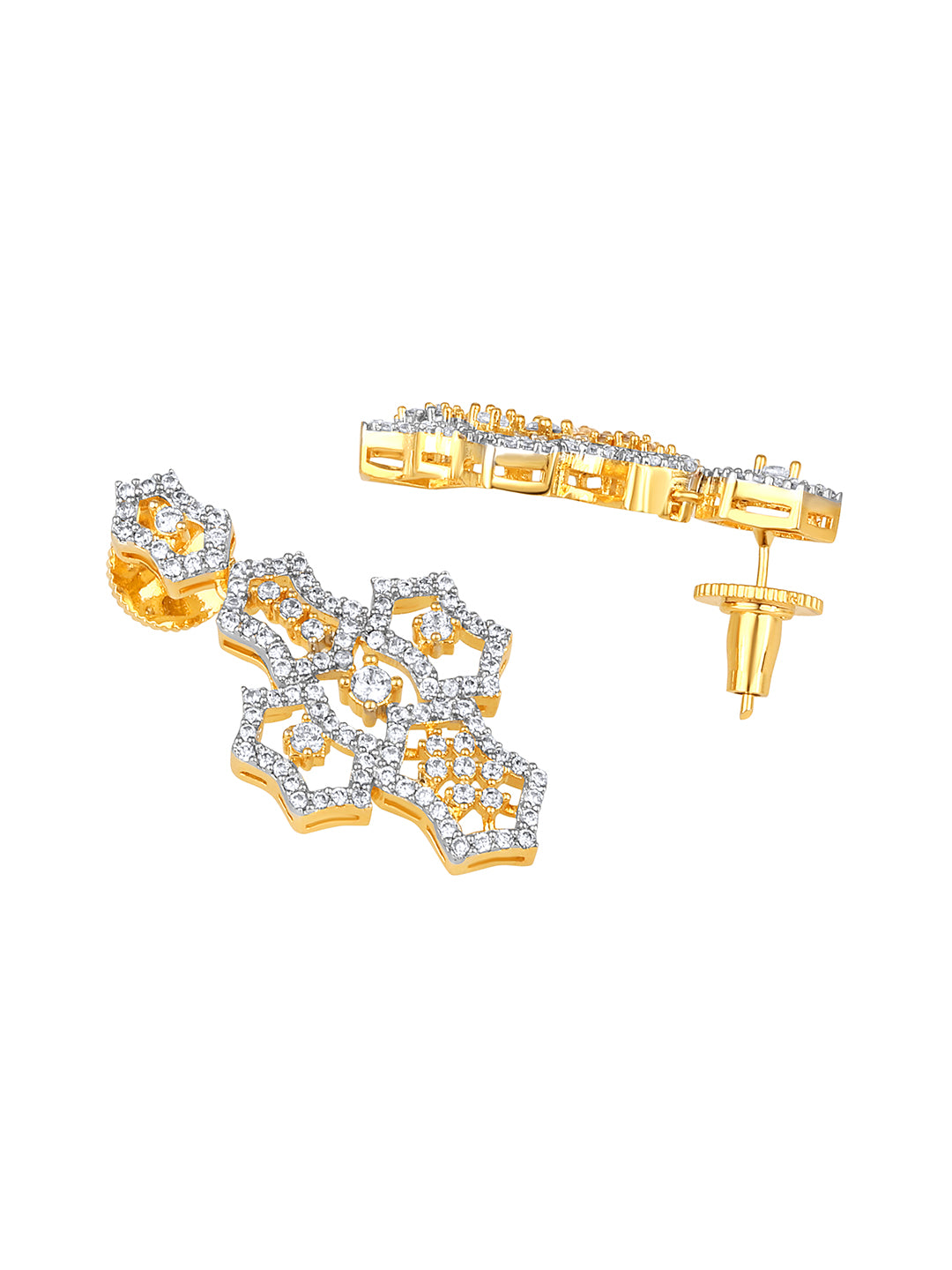 Two Tone CZ Studded Diamond Choker Set with Matching Earrings – Asmitta