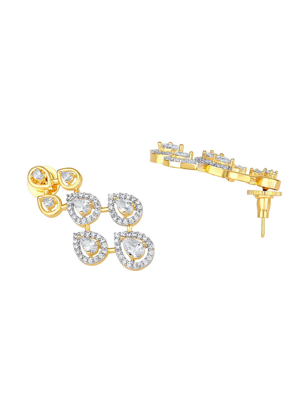Two Tone CZ Studded Diamond Choker Set with Earrings – Bridal Jewellery