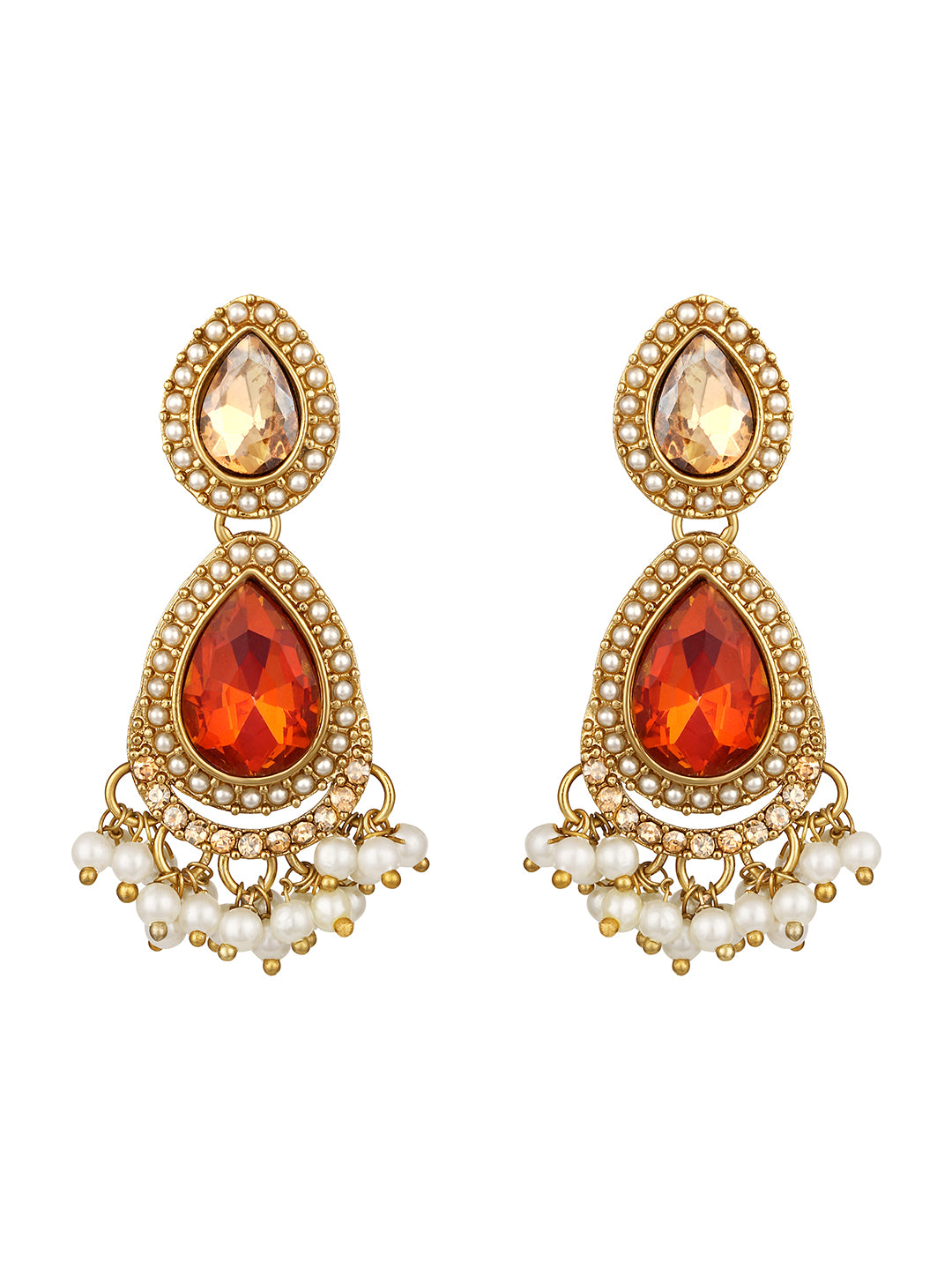 Multicolour bridal necklace set with diamond look and pearl detailing