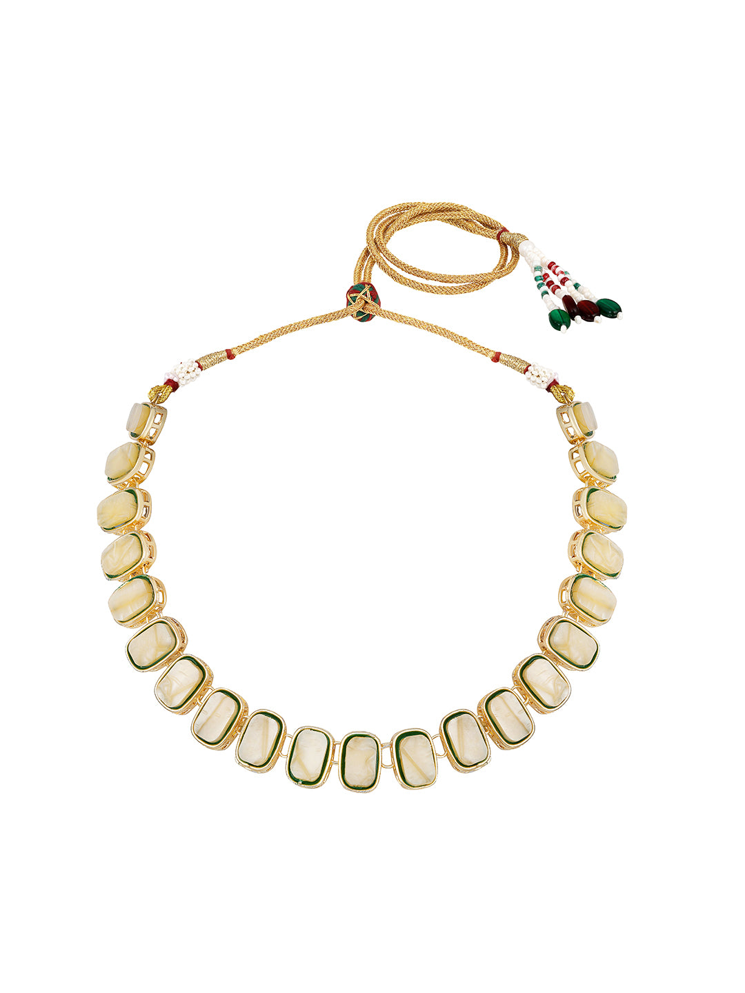 golden pearl choker necklace set with matching earrings