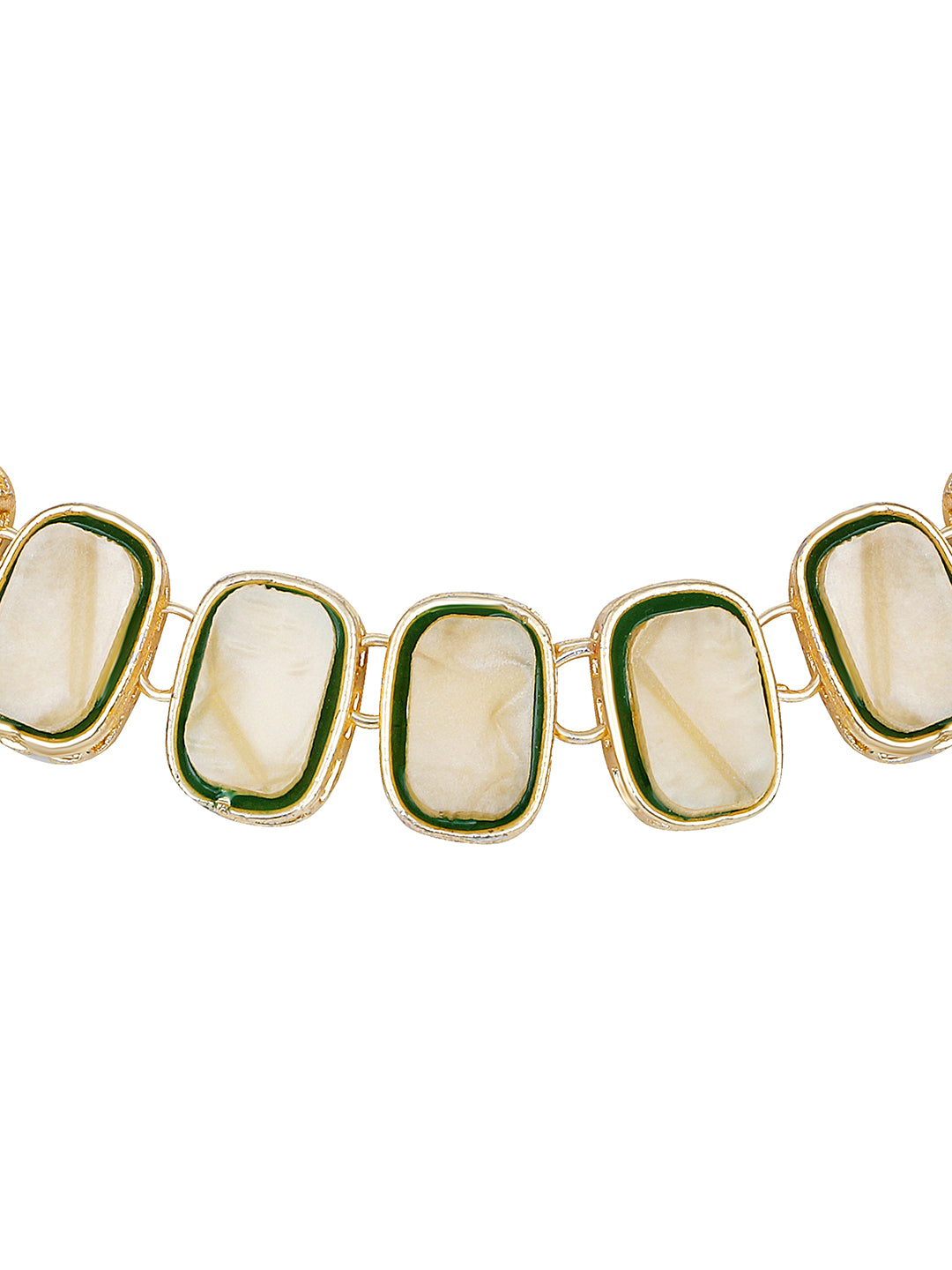 golden pearl choker necklace set with matching earrings