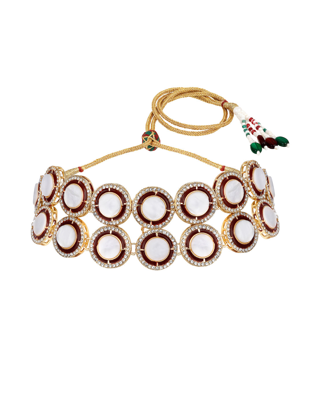 Meenakari maroon bridal jewellery set with stone detailing