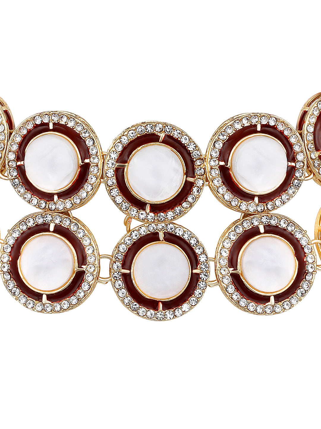 Meenakari maroon bridal jewellery set with stone detailing