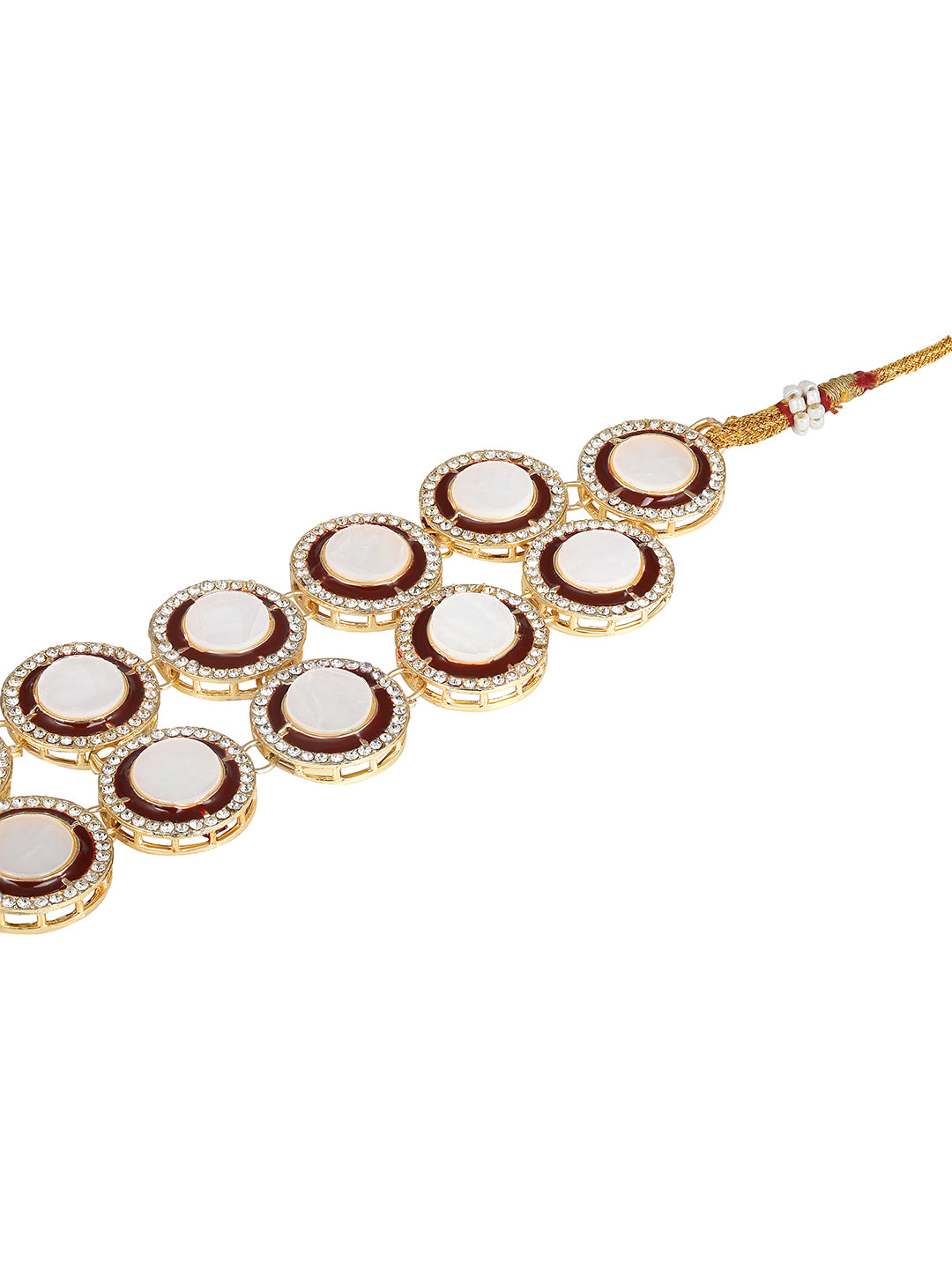 Meenakari maroon bridal jewellery set with stone detailing