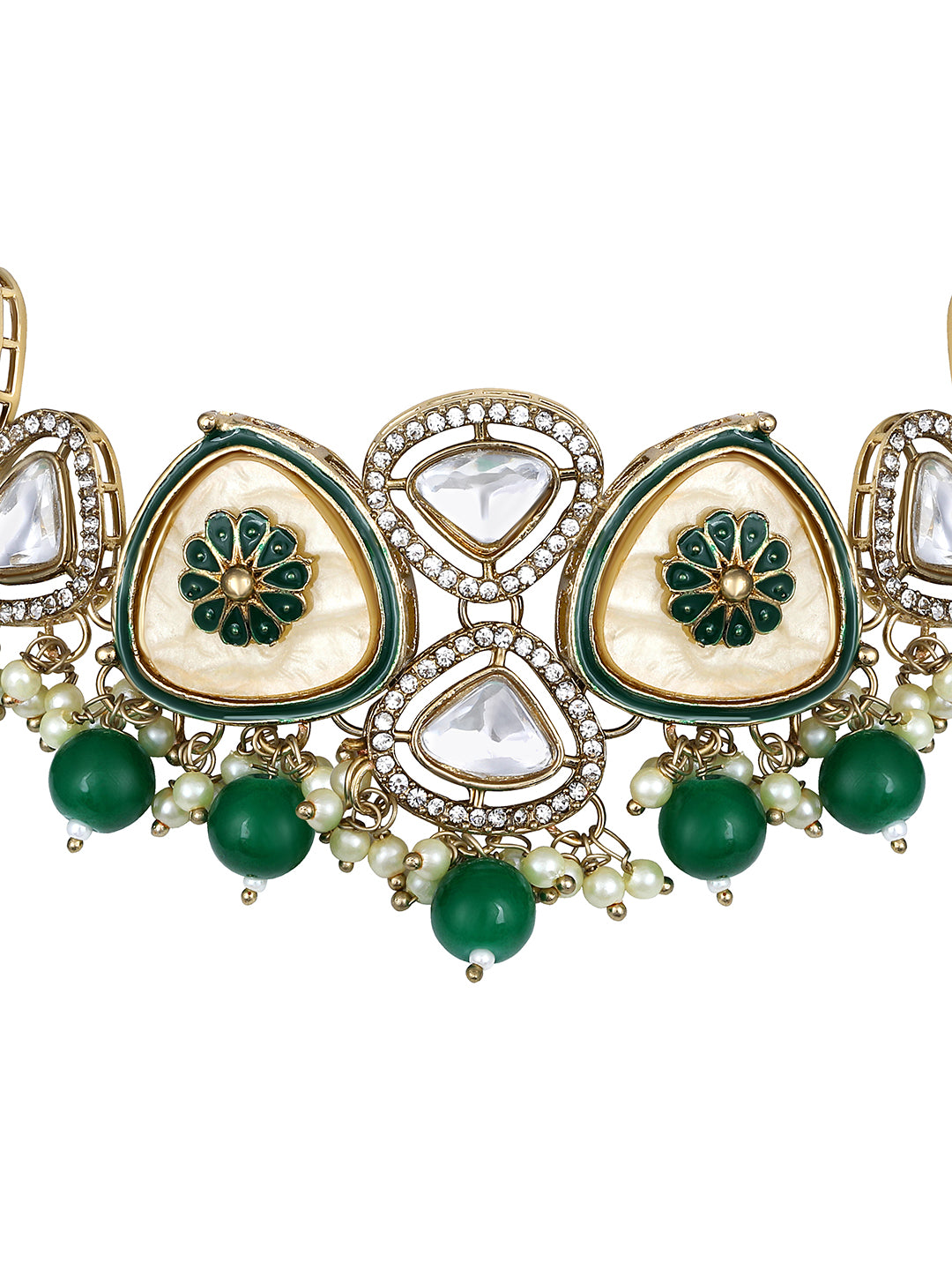 Bridal Meenakari choker necklace with matching earrings and tikka