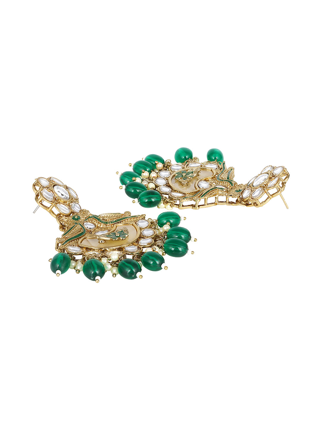 Meenakari bridal jewellery set with green stones and traditional design