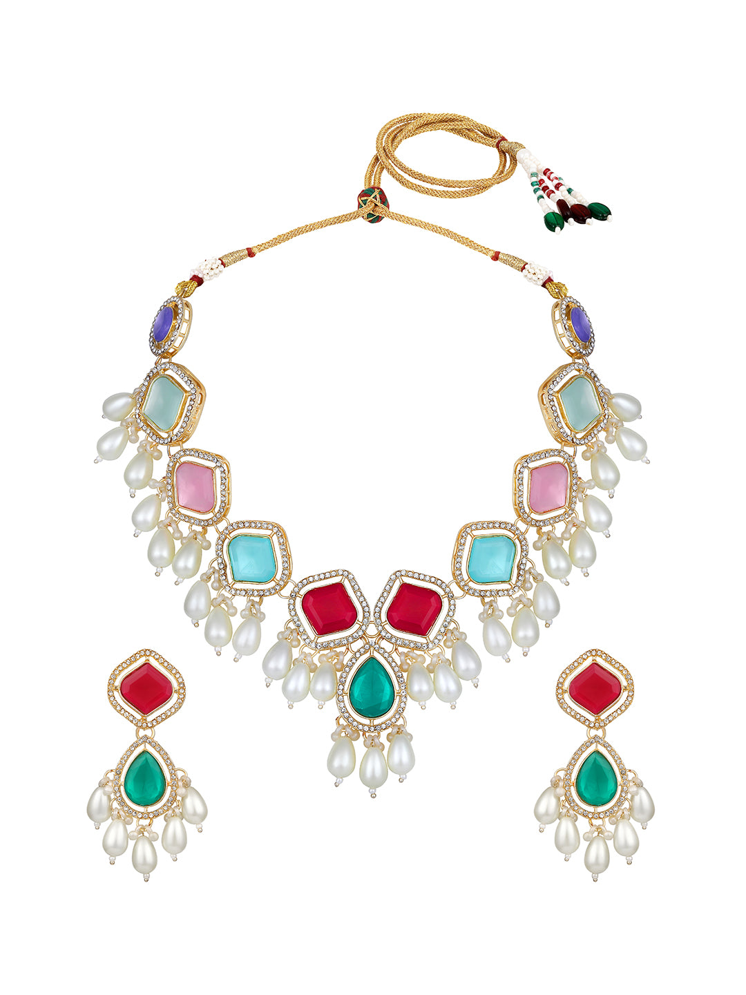 multicolour bridal choker set