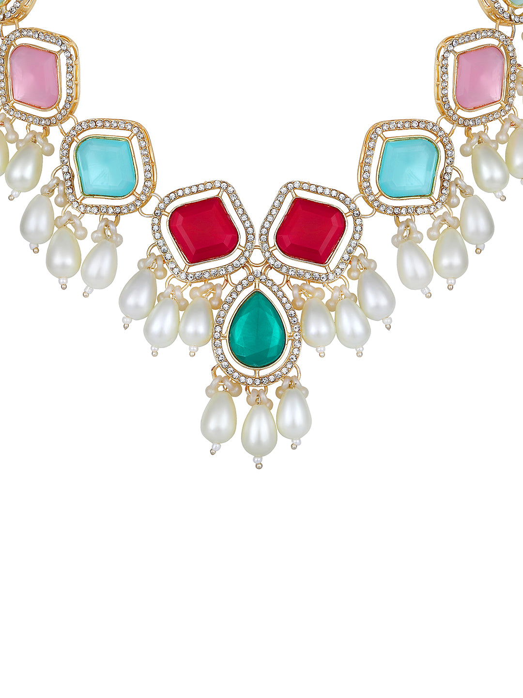 multicolour bridal choker set