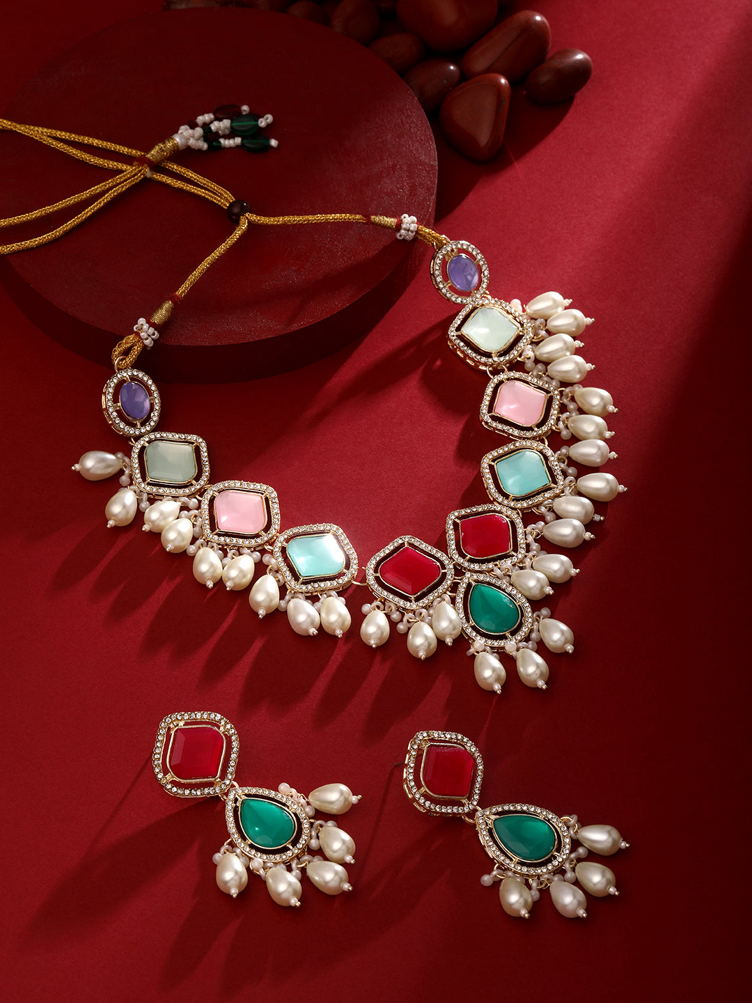 multicolour bridal choker set