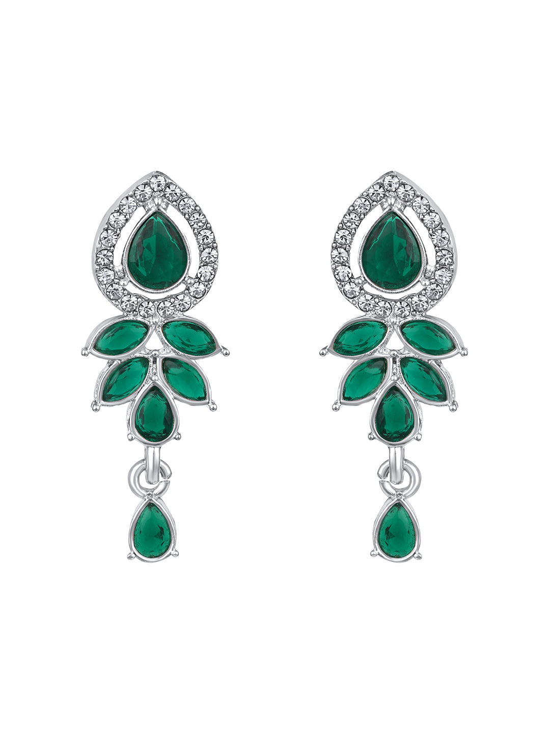 Green Stone Choker Necklace Set with Earrings and Maang Tikka for Women