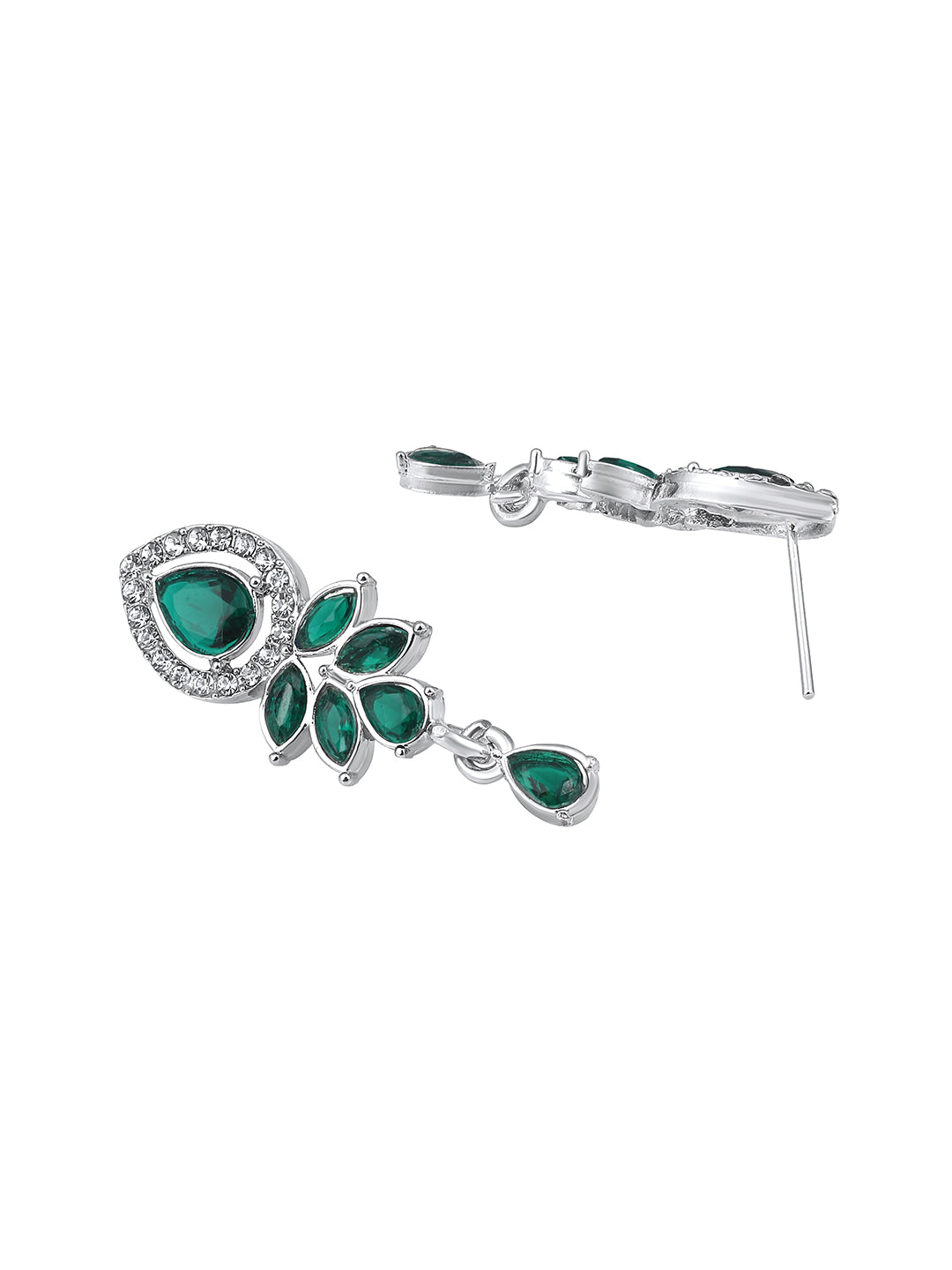 Green Stone Choker Necklace Set with Earrings and Maang Tikka for Women