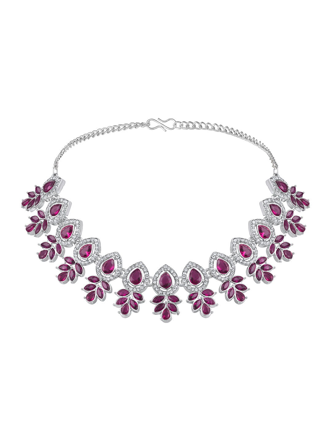 Rhodium Plated Austrian Stone Studded Choker Jewellery Set