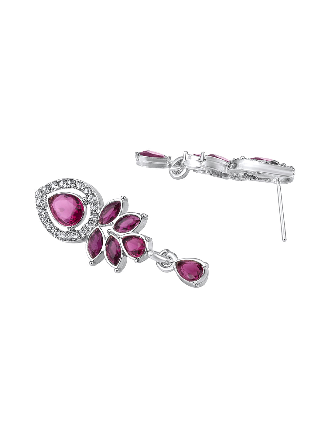 Rhodium Plated Austrian Stone Studded Choker Jewellery Set