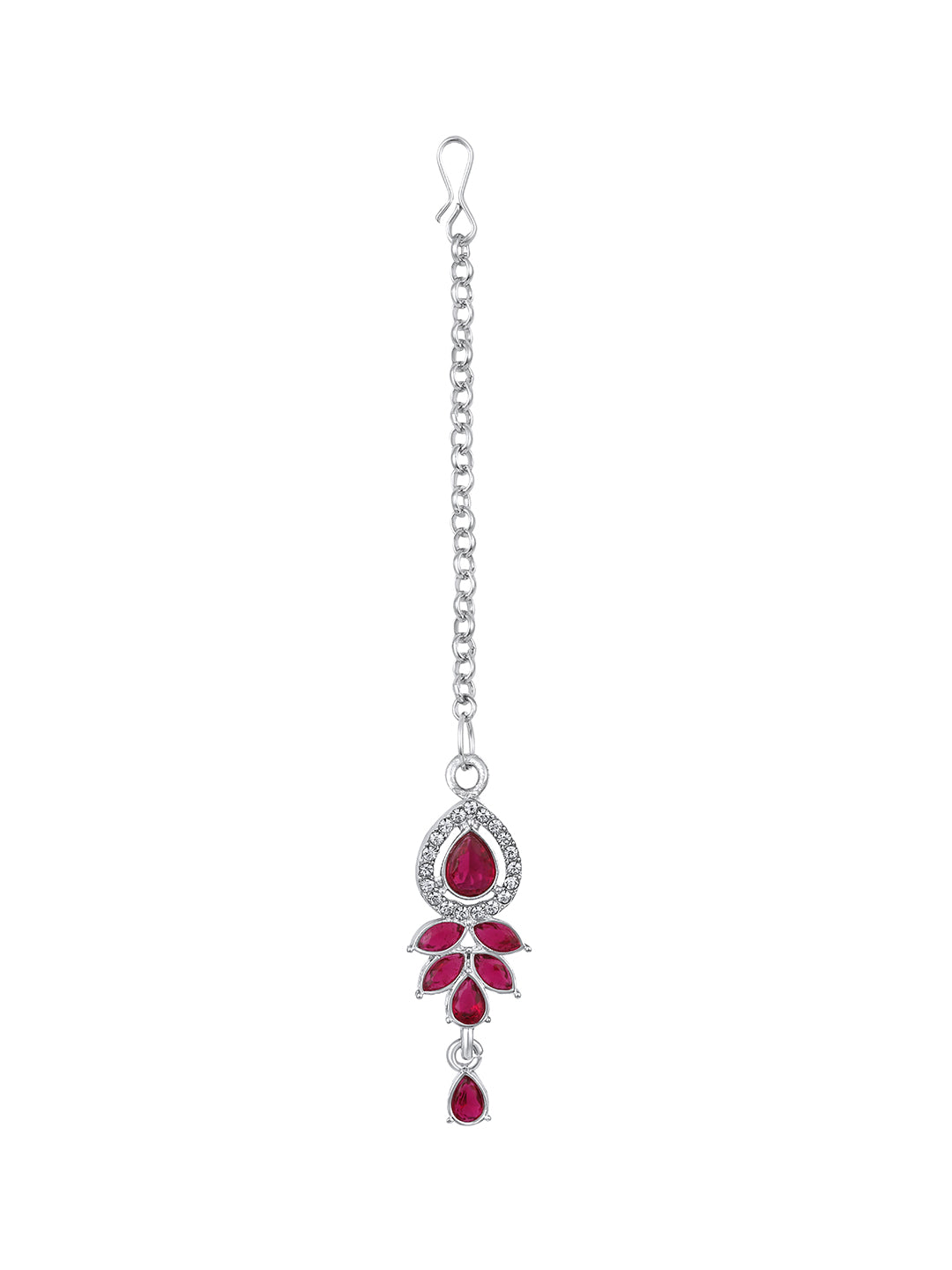 Rhodium Plated Austrian Pink Stone Choker Set