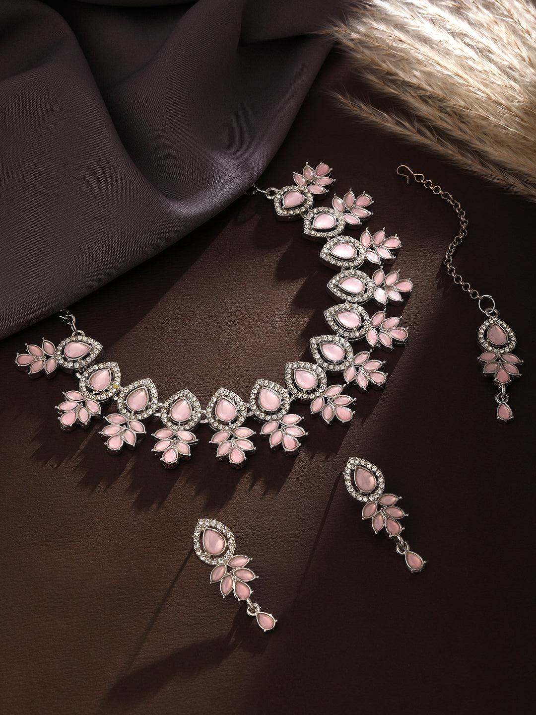 Pink Stone Jewelry Set