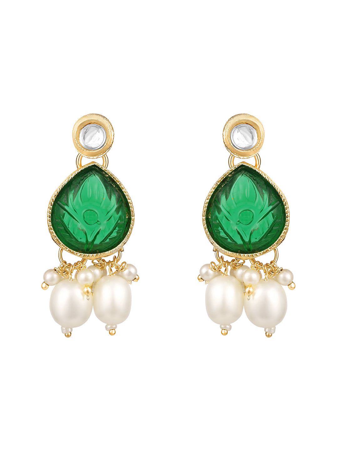 Green Gold Plated Beaded & Artificial Stone Studded Choker Jewellery Set